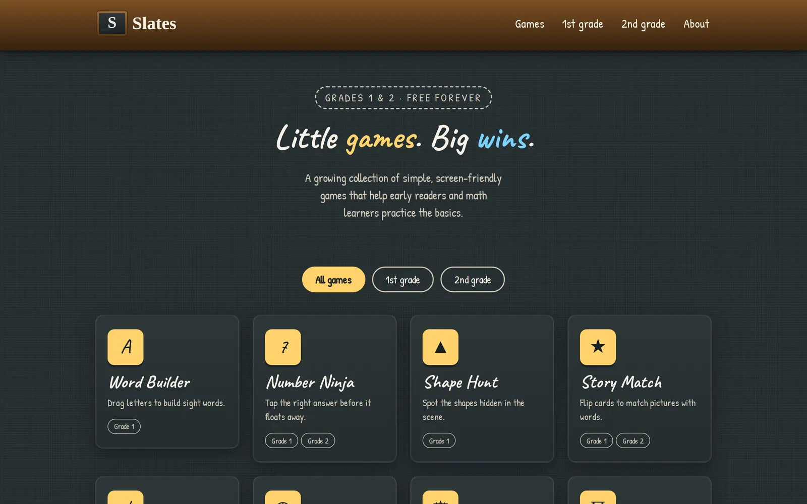 Slates learning games screenshot