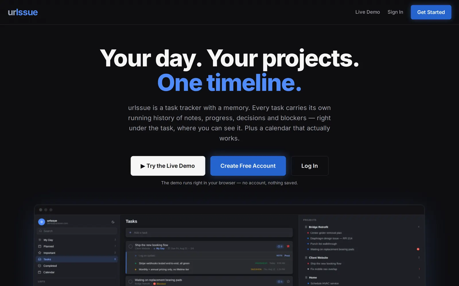 urIssue task tracker screenshot
